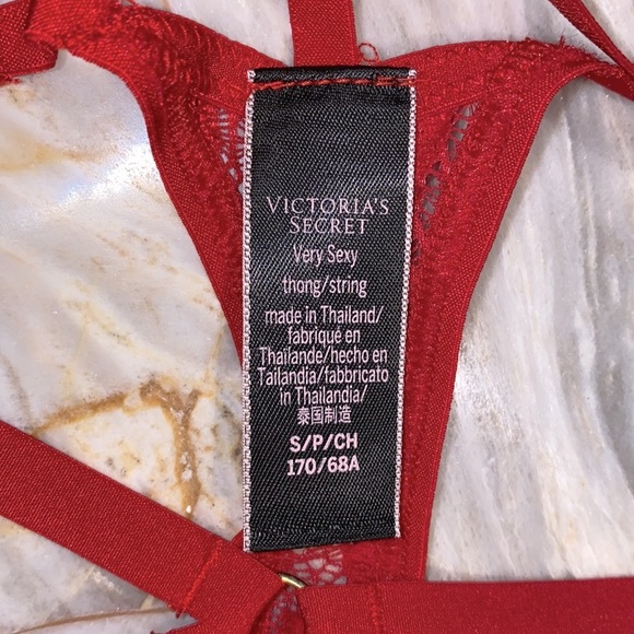 VS Sheer Mesh V-String Very Sexy Thong Panty Red Small - Picture 7 of 8